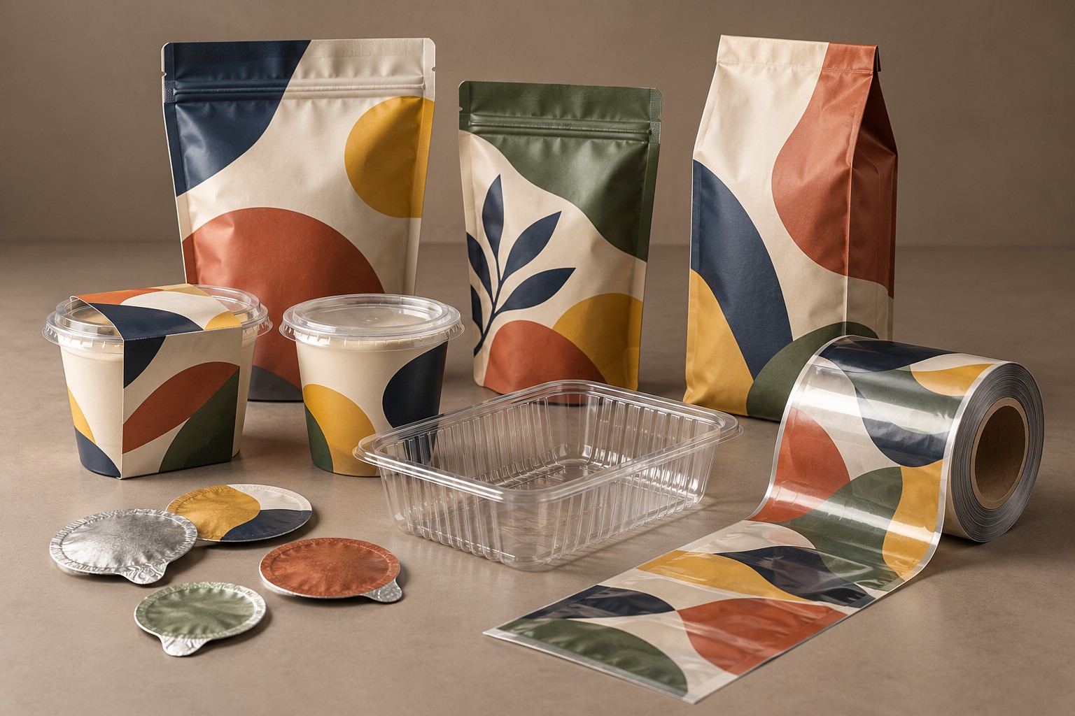 Assortiment van zakken, bekers, folies en afsluitseals