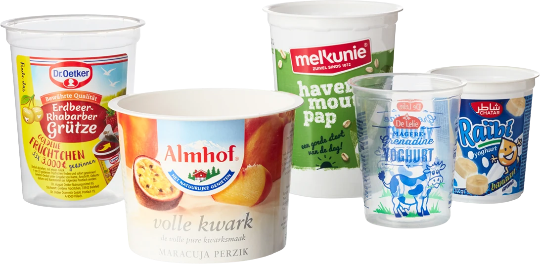 Printed and transparent dairy cups